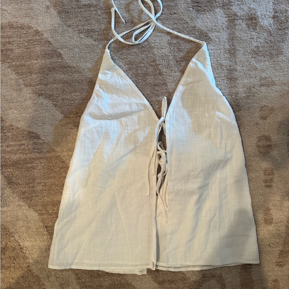 Classic White Halter Tie-Front Camisole